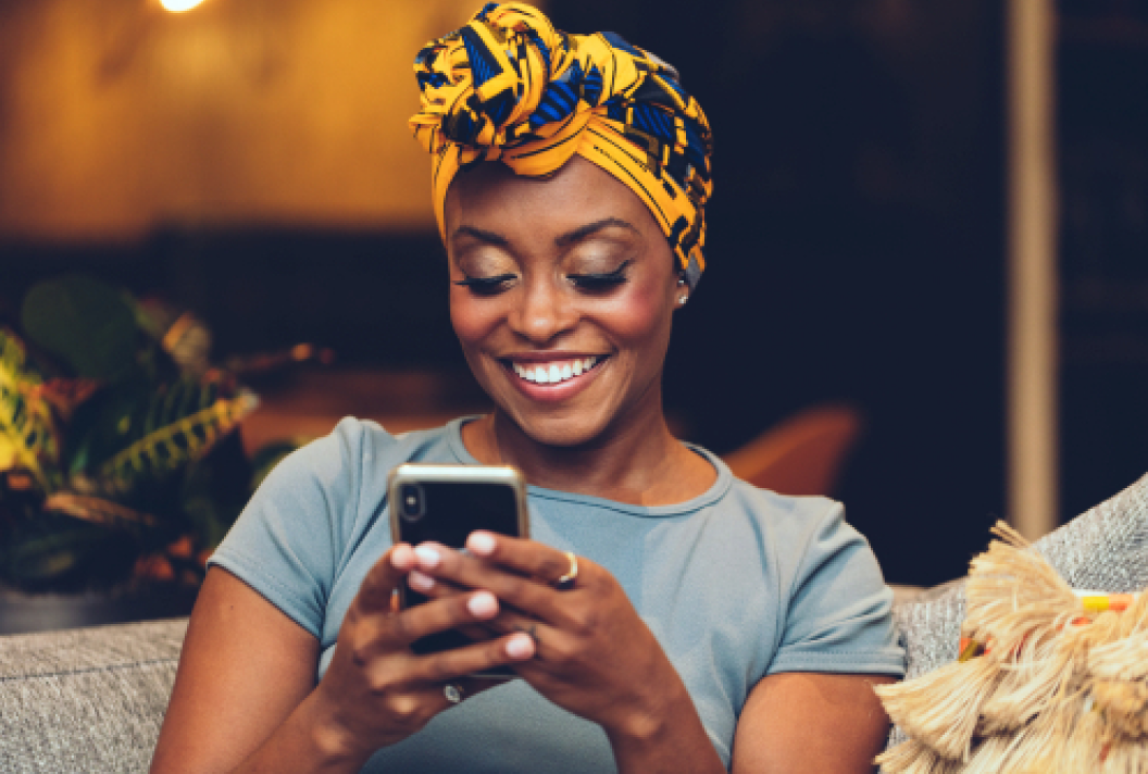 experiential value woman with mobile phone